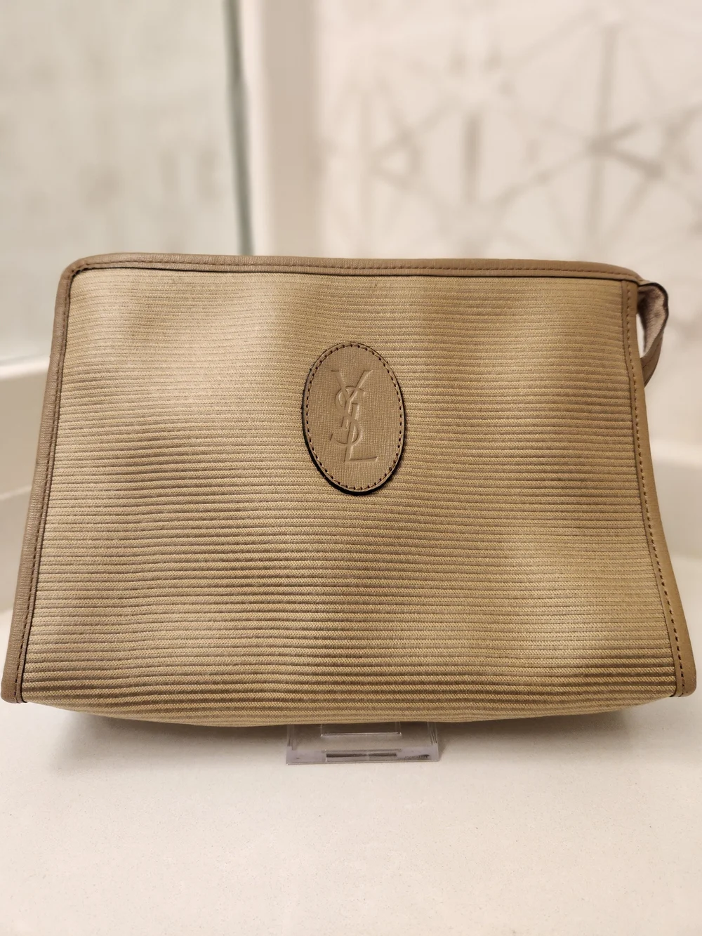 Yves Saint Laurent Beige Canvas Pouch - Picture 1 of 15